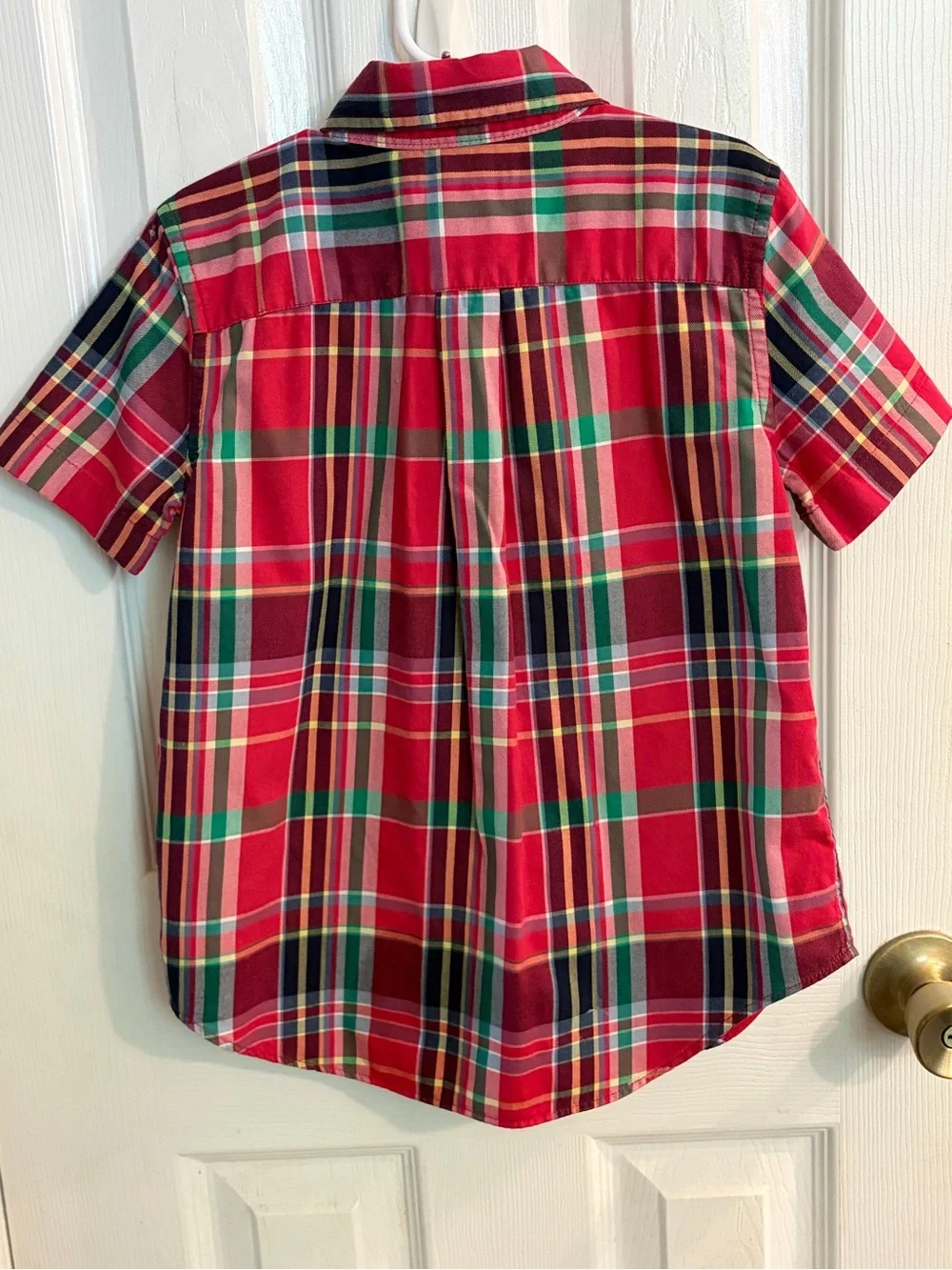 Ralph Lauren Boy's Colorful Red/Green/Blue Plaid Short-Sleeve Button Down Size 5